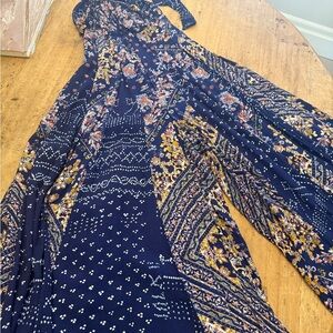 Free People Bohemian Floral Jumpsuit - Navy and Mustard